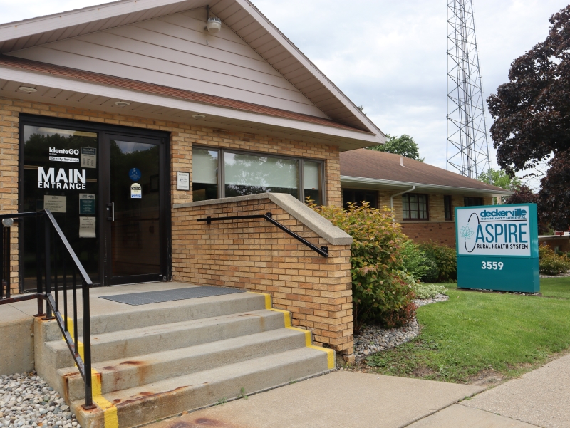 Front of Deckerville walk-in clinic, part of the Aspire community.